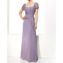 Elegant A-Line Short Sleeves Floor Length Chiffon Mother Dress