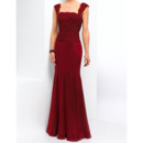 Elegant Mermaid Square Floor Length Satin Mother Dress for Wedding