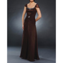 Modest Cap Sleeves Floor Length Chiffon Mother of the Bride/ Groom Dress