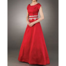 Cheap A-Line Short Sleeves Long Satin Mother of the Bride/ Groom Dress