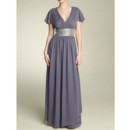 Modest A-Line V-Neck Floor Length Chiffon Mother of the Bride/ Groom Dress