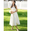 Elegant Casual A-Line Halter Tea Length Satin Informal Wedding Dress