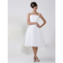 Casual A-Line Strapless Organza Short Reception Wedding Dress