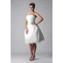 Discount A-Line Strapless Short Reception Wedding Dress