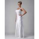 Custom Vintage Sheath/ Column One Shoulder Floor Length Wedding Dress