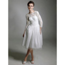 Vintage A-Line Long Sleeves Knee Length Lace Reception Wedding Dress