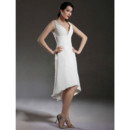 Elegant A-Line V-Neck High Low Chiffon Short Reception Wedding Dress