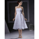 A-Line Strapless Satin Short Informal Wedding Dress for Reception