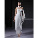 Sheath/ Column Sweetheart Ankle Length Satin Informal Wedding Dress