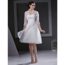 Cheap Designer A-Line Strapless Satin Short Reception Wedding Dress