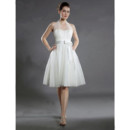 Charming A-Line Halter Satin Organza Short Informal Wedding Dress