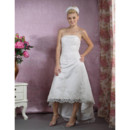 Classic Simple A-Line Strapless High Low Satin Wedding Dress