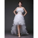 Custom Charming A-Line Strapless Asymmetric High-Low Wedding Dress