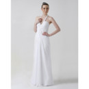 Sexy Classic Sheath/ Column Halter Floor Length Chiffon Wedding Dress