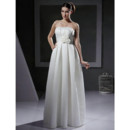 Vintage Elegant Empire Strapless Floor Length Satin Wedding Dress