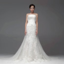 Designer Top Mermaid/ Trumpet Strapless Chapel Train Organza Wedding Dress