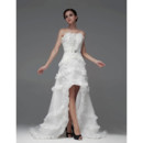 Chic A-Line Strapless High-Low Asymmetric Wedding Dress