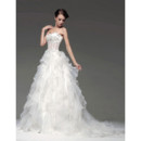 Cheap Gorgeous A-Line Sweetheart Court Train Ruffle Wedding Dress