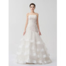 Chic Modern Mermaid/ Trumpet Strapless Brush/ Sweep Train Wedding Dress