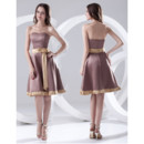 A-Line Strapless Short Satin Bridesmaid Dress for Maid of honour