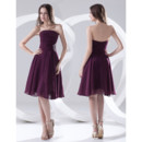 Custom A-Line Strapless Knee Length Chiffon Bridesmaid Dress for Maid of honour