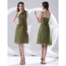 Affordable A-Line One Shoulder Knee Length Chiffon Bridesmaid Dress for Maid of honour