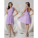 Sexy A-Line One Shoulder Short/ Mini Chiffon Bridesmaid Dress for Maid of honour
