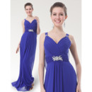 Inexpensive Eleagnt Straps Floor Length Chiffon Bridesmaid Dress for Maid of honour