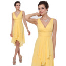 Custom Best Sheath V-Neck Knee Length Chiffon Bridesmaid Dress for Maid of honour