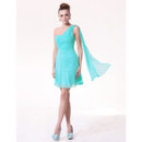 Trendy A-Line One Shoulder Short Chiffon Bridesmaid Dress for Maid of honour