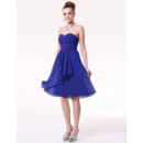 Beautiful Empire Sweetheart Knee Length Blue Chiffon Bridesmaid Dress for Maid of honour