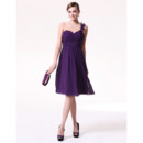 Inexpensive Designer A-Line One Shoulder Short Chiffon Bridesmaid Dress for Maid of honour