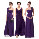 Affordable Unique Best Sheath Long Purple Chiffon Bridesmaid Dress for for Maid of honour