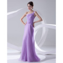 Designer A-Line One Shoulder Floor Length Chiffon Evening Prom Dress