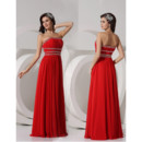 Classy Sheath Strapless Long Red Chiffon Evening Dress for Women