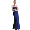 Custom Women's Sheath Strapless Floor Length Chiffon Prom Evening Dress for Sale