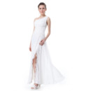 Inexpensive Elegant One Shoulder Split Chiffon Long Prom Evening Dress for Sale