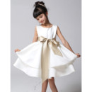Little Girls A-Line Knee Length Satin Flower Girl Pageant/ Party Dress