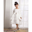 Knee Length Long Sleeves First Communion/ Flower Girl Dress for Weding