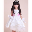 A-Line Round Knee Length Satin Flower Girl Party Dress for Wedding