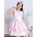 Cute A-Line Round Knee Length Satin Little Girls Party/ Pageant Dress