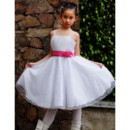 Pretty A-Line Straps Knee Length Satin Organza Flower Girl Dress for Wedding