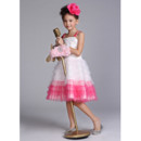 Pretty Knee Length Tiered ittle Girls Party/ Pageant Dress