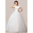 Affordable Modern Off-the-shoulder Ball Gown Floor Length Wedding Dress