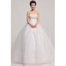 Classic Modern Strapless Ball Gown Floor Length Taffeta Dress for Winter Wedding