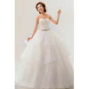 Inexpensive Gorgeous Tiered Ball Gown Sweetheart Long Organza Wedding Dress