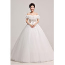 Chic Modern Off-the-shoulder Ball Gown Floor Length Satin Wedding Dress