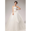 Custom Modern Ball Gown Strapless Floor Length Organza Wedding Dress
