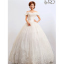 Discount Modern Off-the-shoulder Ball Gown Floor Length Organza Wedding Dress