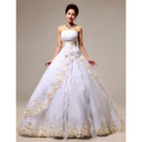 Gorgeous Organza Ball Gown Strapless Floor Length Wedding Dress for Spring